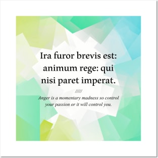 Latin quote: Ira furor brevis est: animum rege: qui nisi paret imperat. Posters and Art